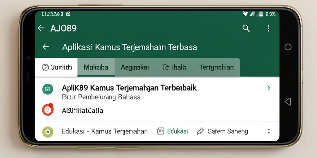 Antarmuka AJO89 yang intuitif untuk Kamus Terjemahan.