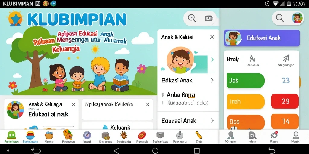 Antarmuka KLUBIMPIAN yang cerah dan interaktif untuk Edukasi Anak.
