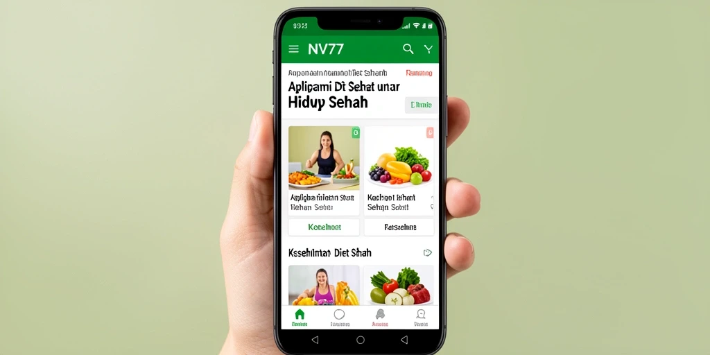 Tampilan antarmuka NV77 yang ramah pengguna untuk Diet Sehat.