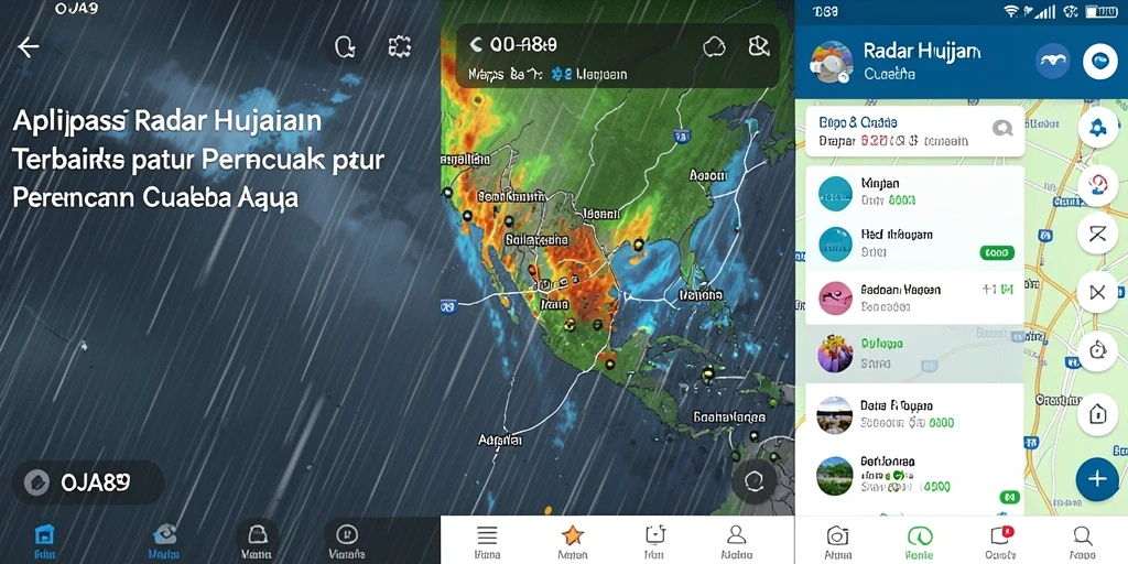 Antarmuka pengguna OJA89 menampilkan peta radar hujan yang jelas dan informatif.