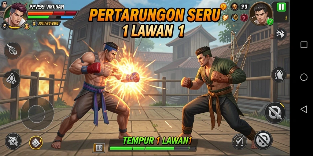 Tampilan antarmuka PPV99 yang mengesankan dalam pertempuran 1 lawan 1.