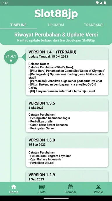 Riwayat Versi slot88jp untuk Pengguna Android